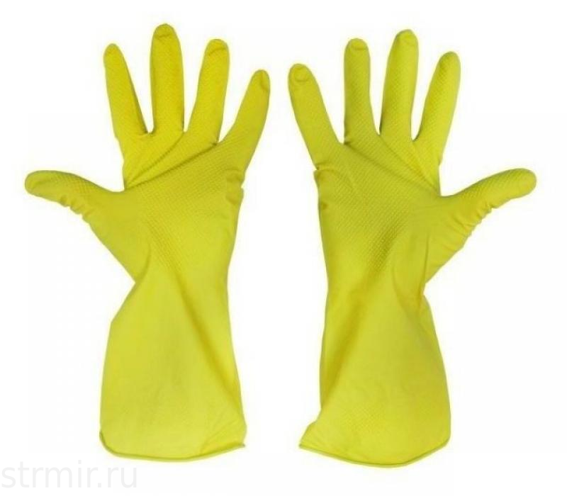 фотография товара Перчатки хозяйственные латексные XL желтые ,12пар 